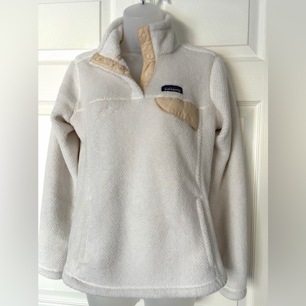 Patagonia Sweater Fleece Women’s Re-Tool Snap-T Pullover size Small Ivory - Picture 3 of 13
